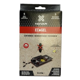 ECOGEL Anti-Cafards & Blattes (6 pièges) - Gel Pro - Détruit la colonie