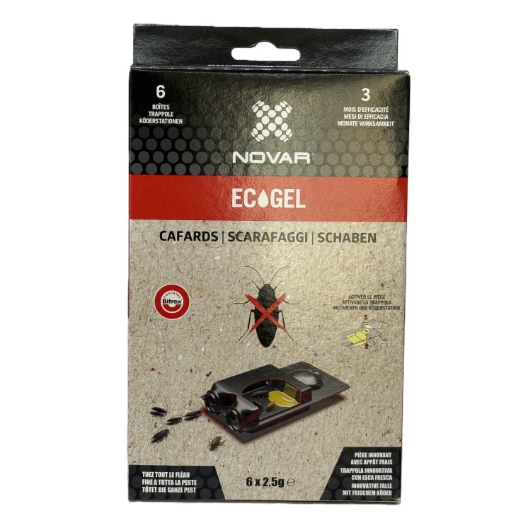 ECOGEL Anti-Cafards & Blattes (6 pièges) - Gel Pro - Détruit la colonie