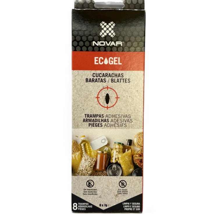 Pièges Adhésifs Blattes Cafards ECOGEL Par 8 - Sans Insecticide, Effet Attractant Puissant