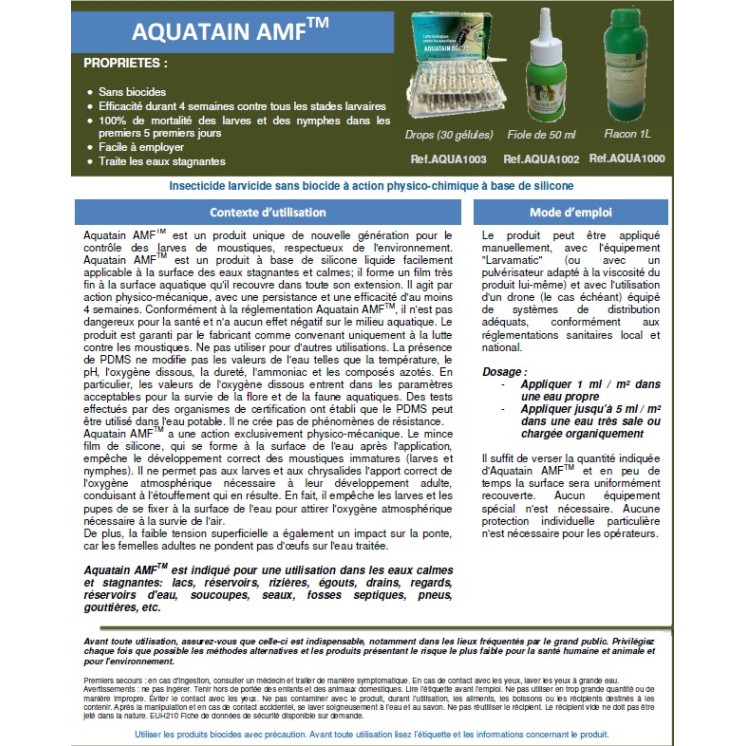 AQUATAIN Traitement anti moustiques des eaux stagnantes 1L